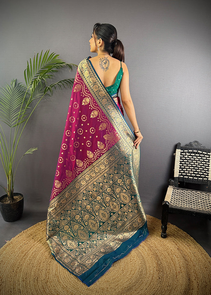Wine Spun Silk Saree With Blouse Piece