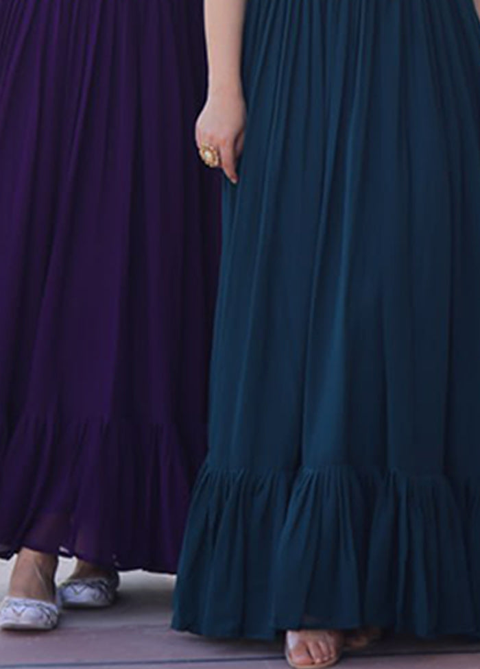 Purple & Green Woven Work Silk Gown pack of 2