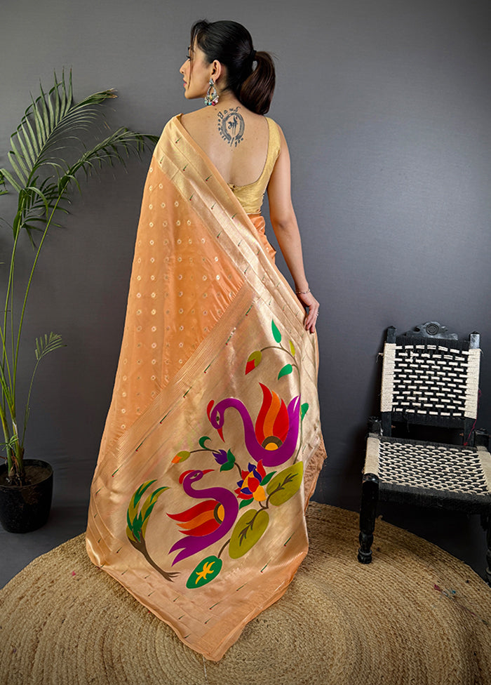 Orange Spun Silk Saree With Blouse Piece