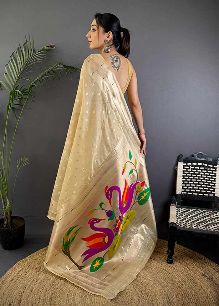 Golden Spun Silk Saree With Blouse Piece