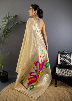Golden Spun Silk Saree With Blouse Piece