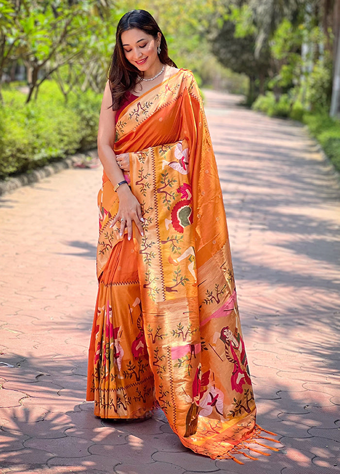 Yellow Spun Silk Saree With Blouse Piece