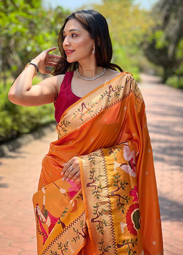 Yellow Spun Silk Saree With Blouse Piece