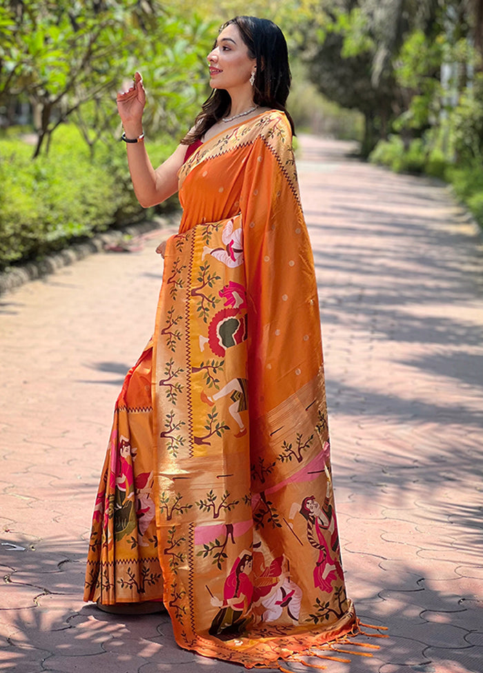 Yellow Spun Silk Saree With Blouse Piece