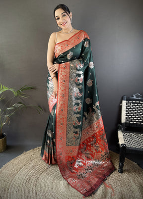 Black Spun Silk Saree With Blouse Piece