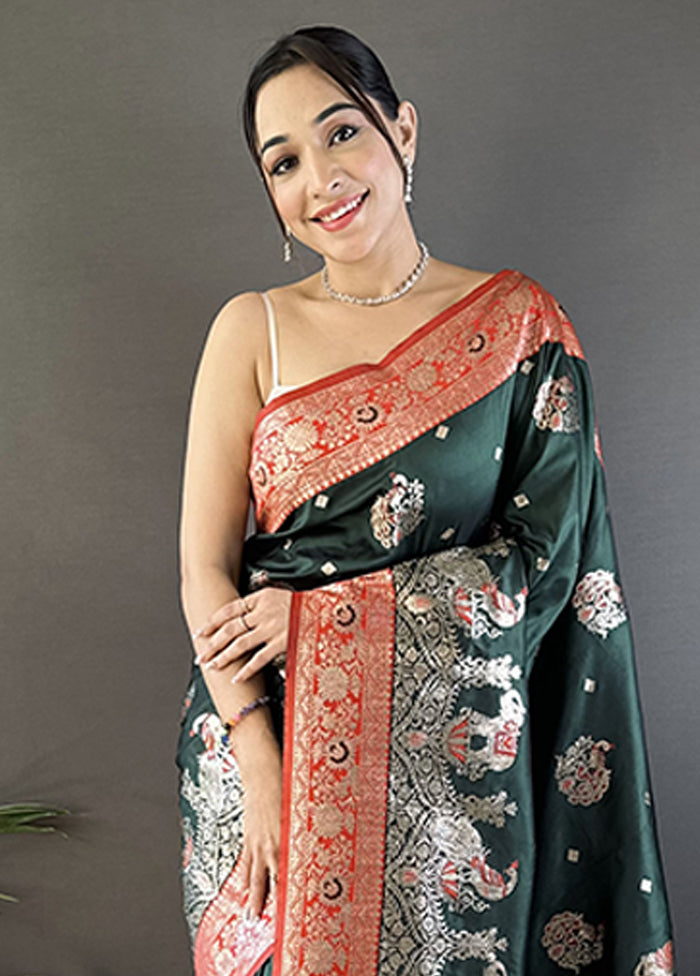 Black Spun Silk Saree With Blouse Piece
