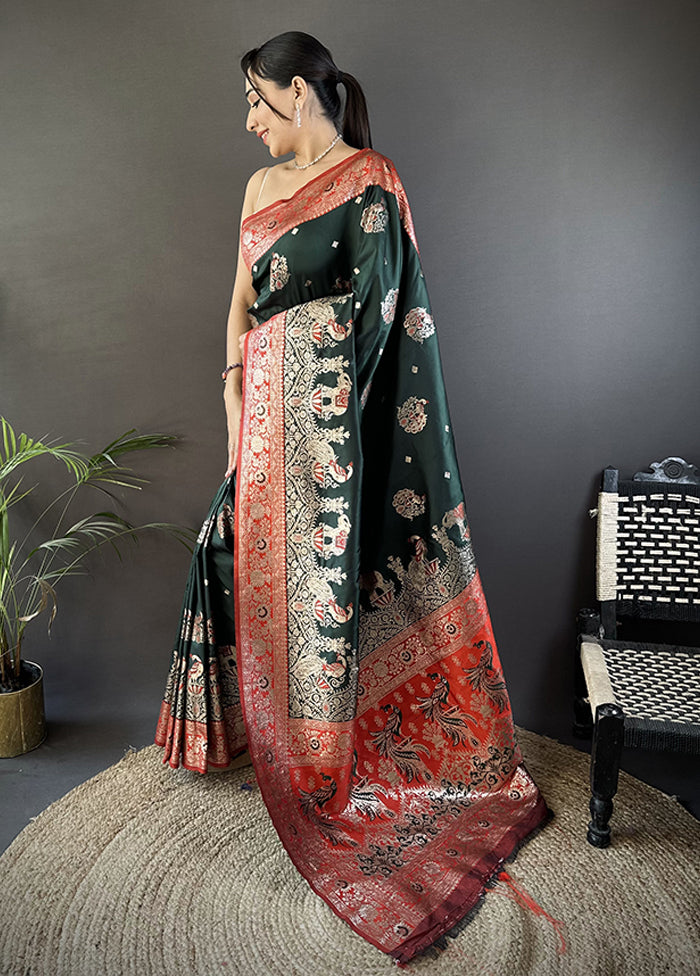 Black Spun Silk Saree With Blouse Piece