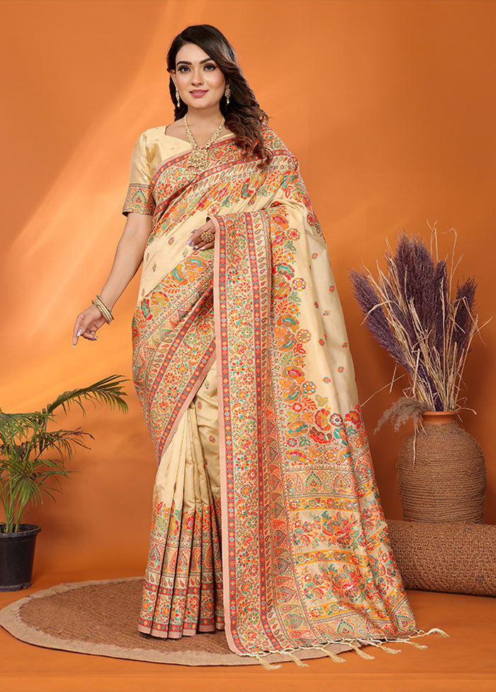 Golden Spun Silk Saree With Blouse Piece