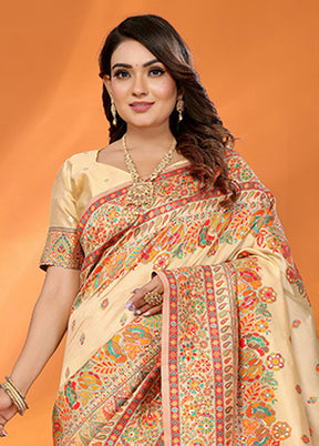 Golden Spun Silk Saree With Blouse Piece