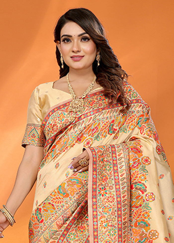 Golden Spun Silk Saree With Blouse Piece