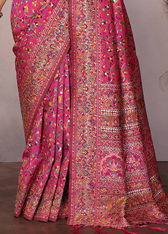 Pink Spun Silk Saree With Blouse Piece