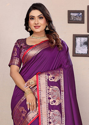 Black Spun Silk Saree With Blouse Piece