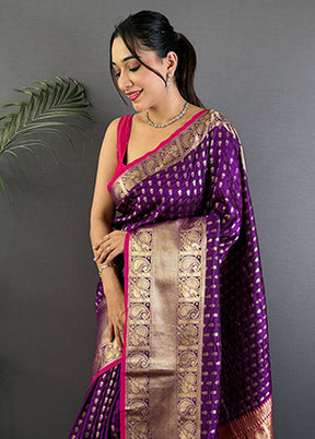 Purple Spun Silk Saree With Blouse Piece