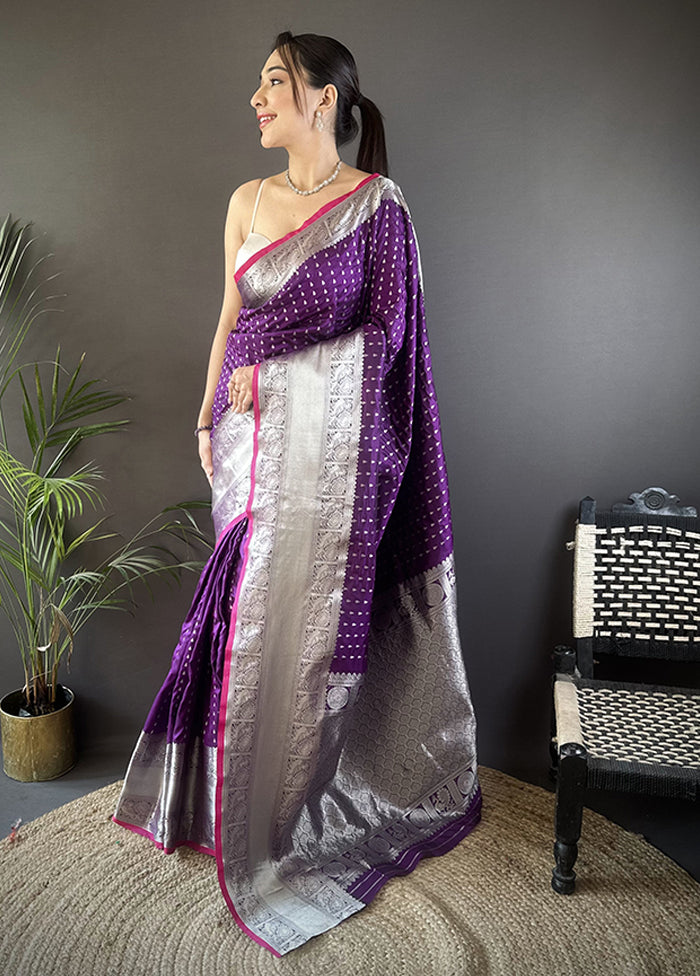 Wine Spun Silk Saree With Blouse Piece