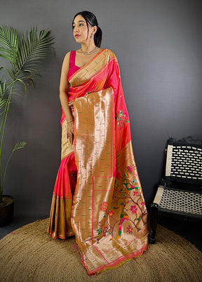 Multicolor Spun Silk Saree With Blouse Piece