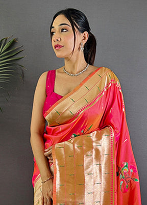 Multicolor Spun Silk Saree With Blouse Piece