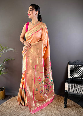 Cream Spun Silk Saree With Blouse Piece