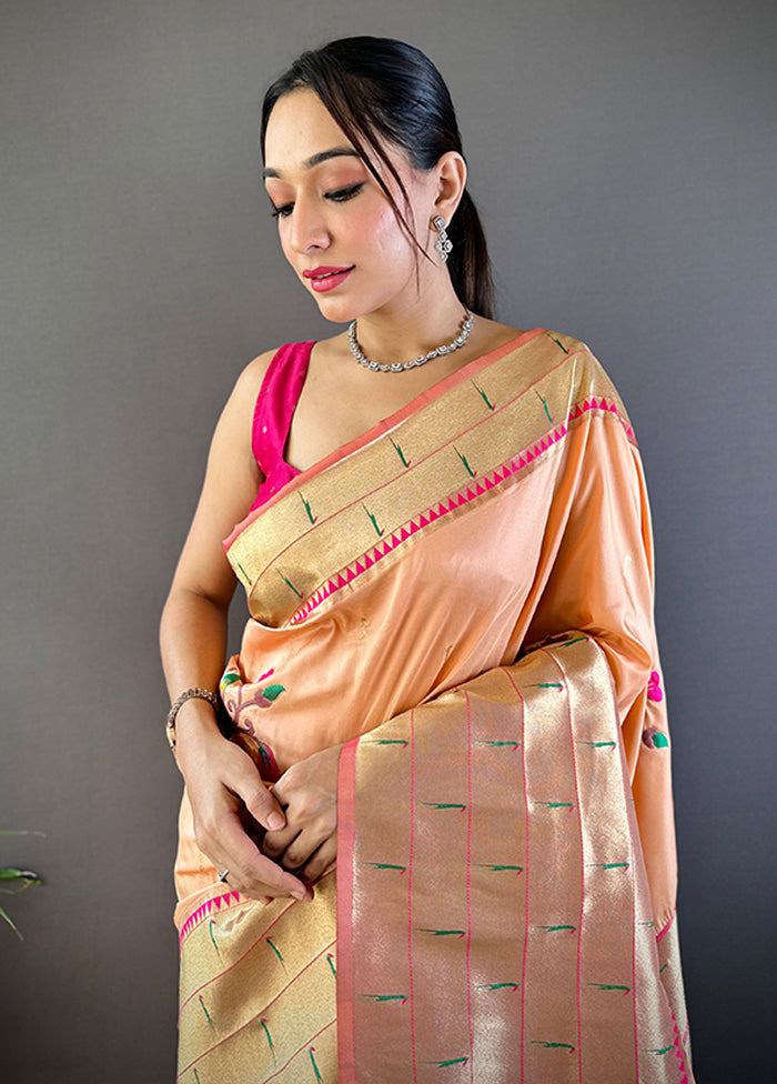 Cream Spun Silk Saree With Blouse Piece