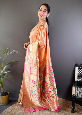 Cream Spun Silk Saree With Blouse Piece