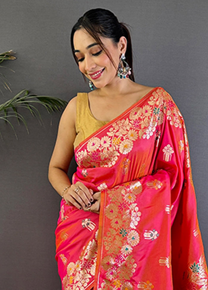 Multicolor Spun Silk Saree With Blouse Piece