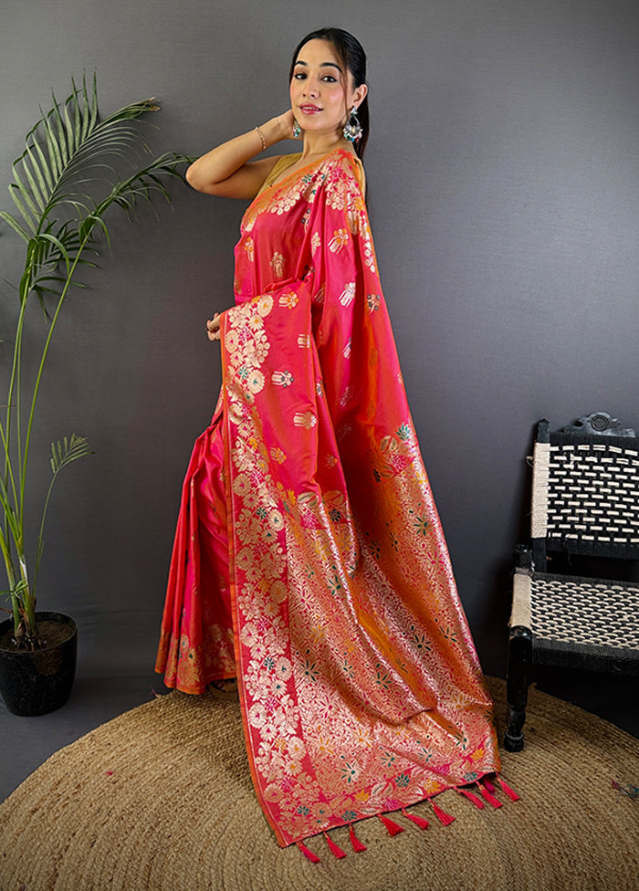 Multicolor Spun Silk Saree With Blouse Piece
