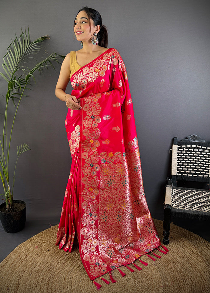 Multicolor Spun Silk Saree With Blouse Piece