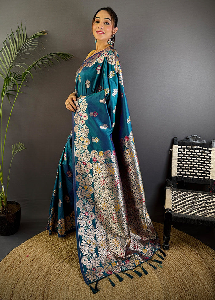 Multicolor Spun Silk Saree With Blouse Piece