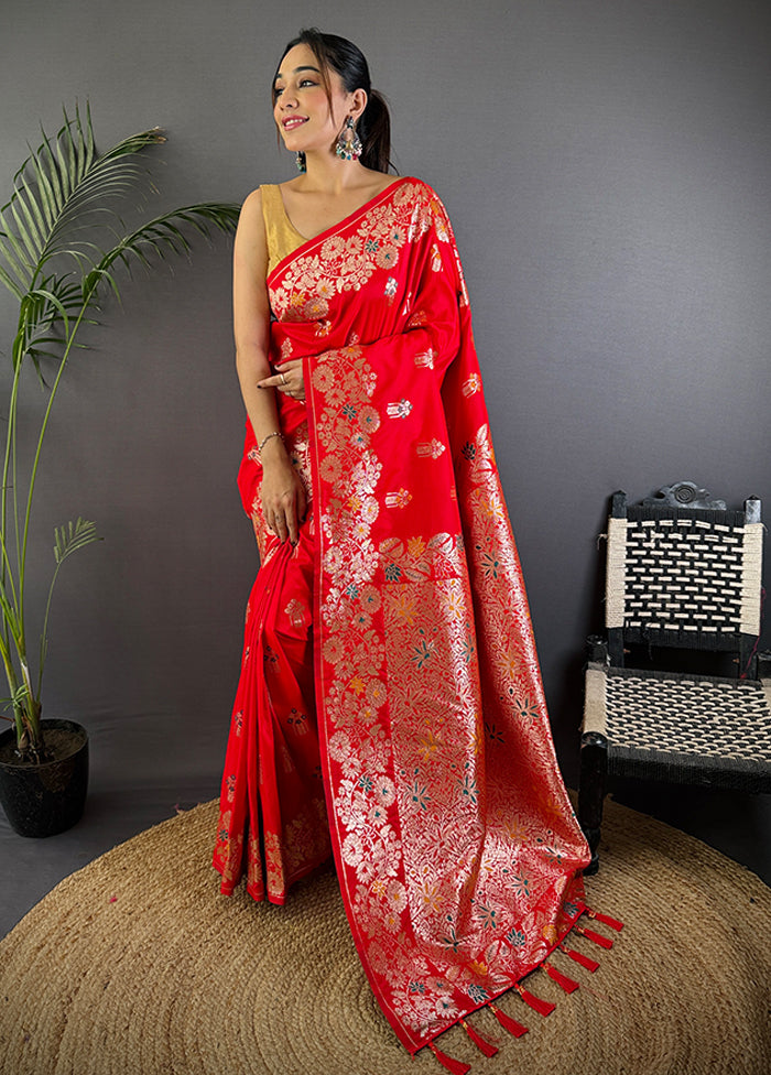 Multicolor Spun Silk Saree With Blouse Piece