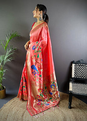 Multicolor Spun Silk Saree With Blouse Piece