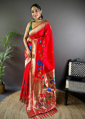 Multicolor Spun Silk Saree With Blouse Piece