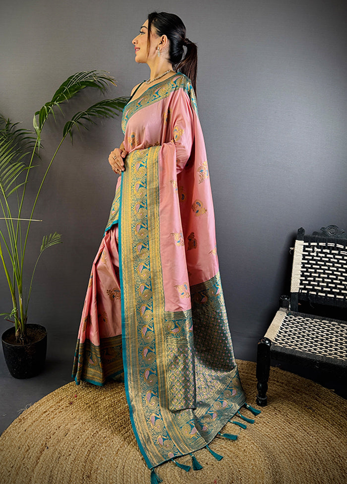Pink Spun Silk Saree With Blouse Piece