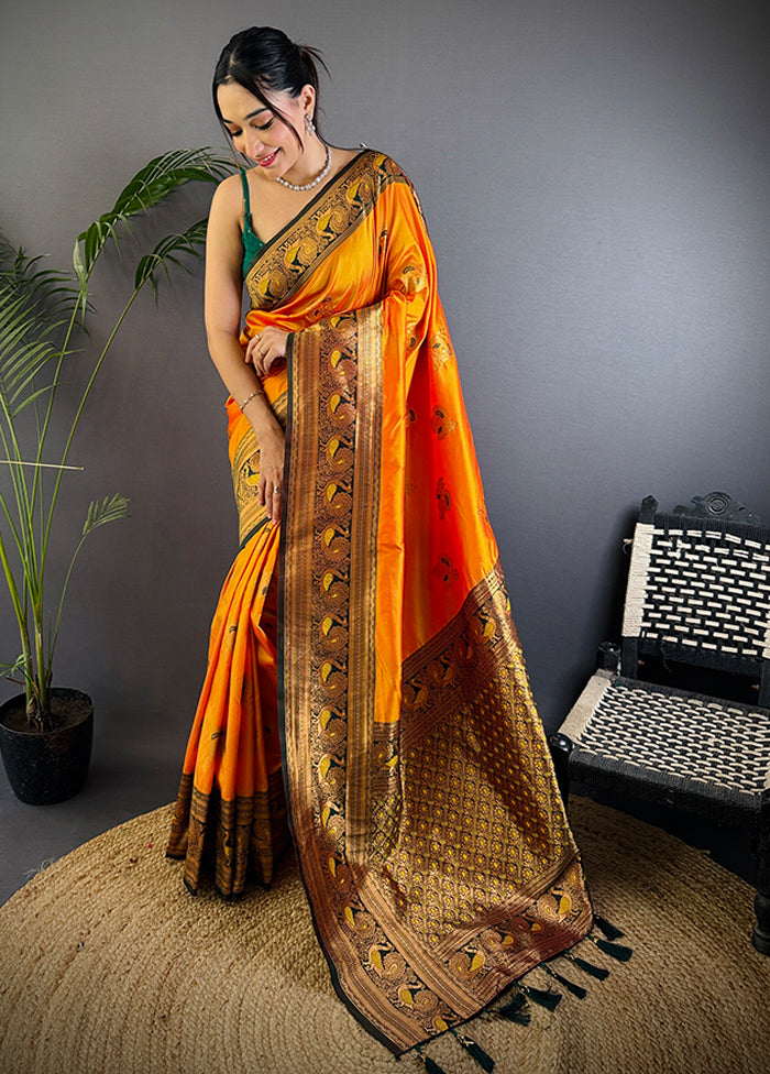 Yellow Spun Silk Saree With Blouse Piece