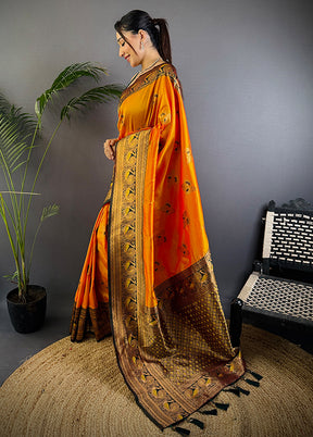 Yellow Spun Silk Saree With Blouse Piece
