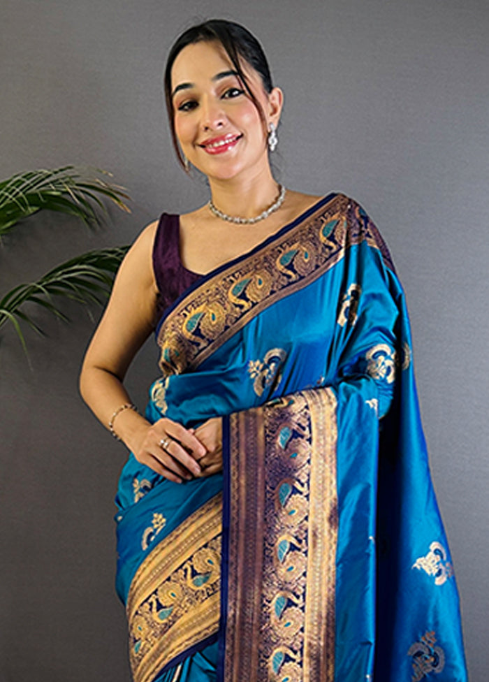 Multicolor Spun Silk Saree With Blouse Piece