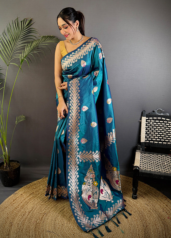 Multicolor Spun Silk Saree With Blouse Piece