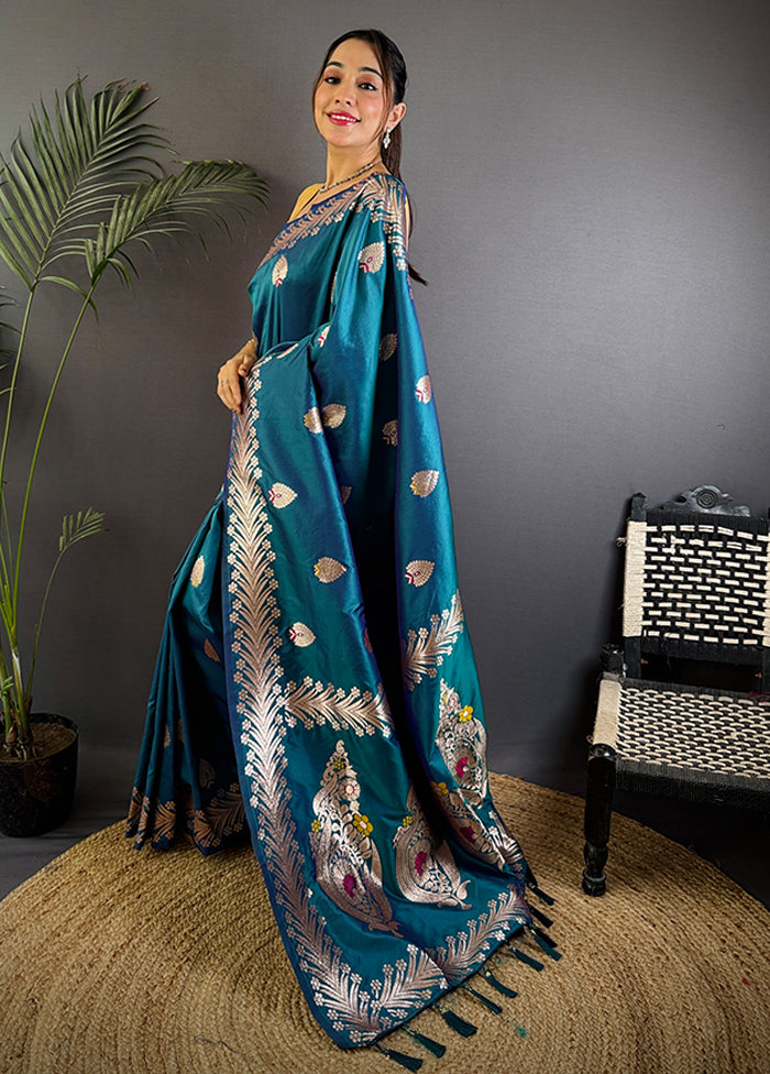 Multicolor Spun Silk Saree With Blouse Piece