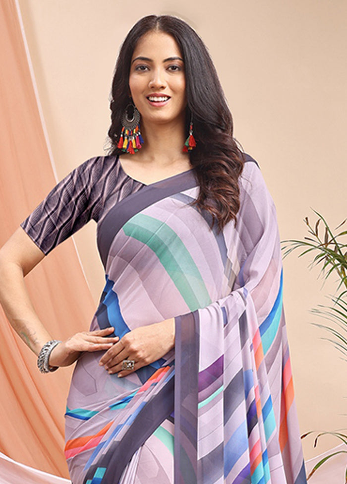 Yellow Georgette Saree With Blouse Piece