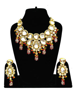 Multicolor Alloy Jewellery Set (1 Necklace, 1 Pair Earrings, 1 Mang Tikka)