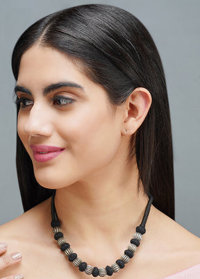 Black Beads With Thread Style Necklace - Indian Silk House Agencies