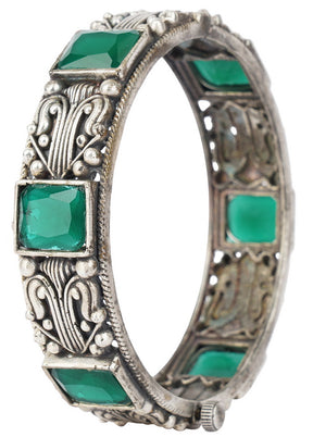 Handcrafted Silver Tone Brass Bangle - Indian Silk House Agencies