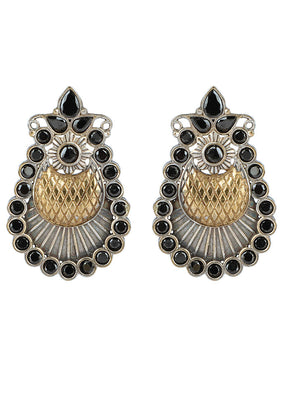 Dual Tone Brass Handcrafted Stud Earrings - Indian Silk House Agencies