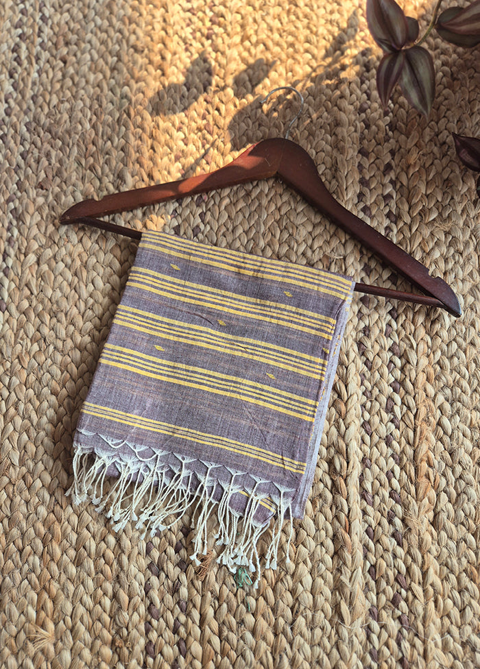 Grey With Yellow Stripe Jamdani Dupatta