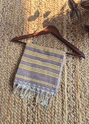 Grey With Yellow Stripe Jamdani Dupatta