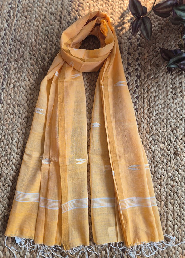 Light Orange Leaf Motif Jamdani Dupatta