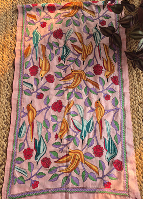 Pink And Multicolor Kantha Stole
