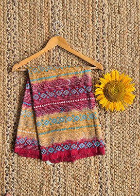 Brown Magenta Kantha Dupatta