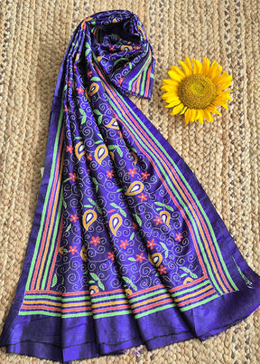 Royal Blue Multicolor Floral Work