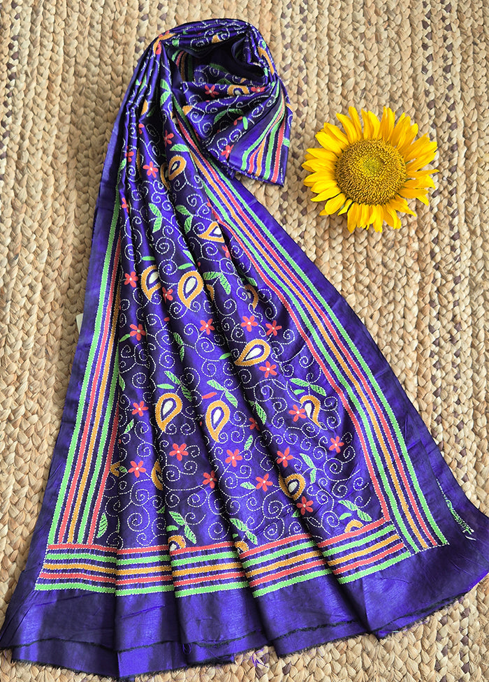 Royal Blue Multicolor Floral Work