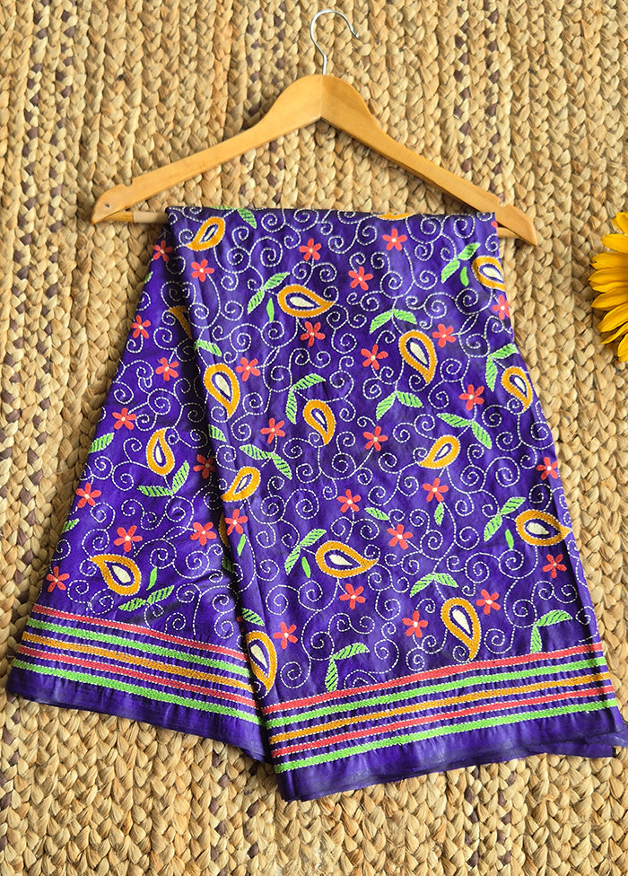 Royal Blue Multicolor Floral Work