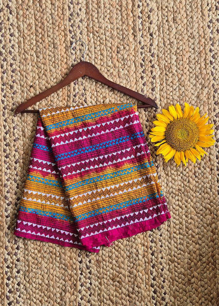 Mustard Deep Pink Kantha Dupatta